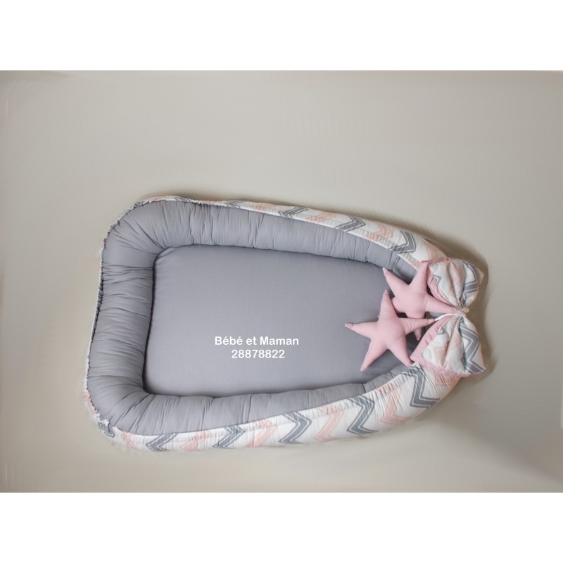 Cale bébé 5 étoile Vague rose et gris